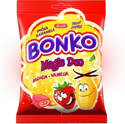 Карамель жевательная BONKO MAGIC DUO Клубника и Ваниль 100 гр